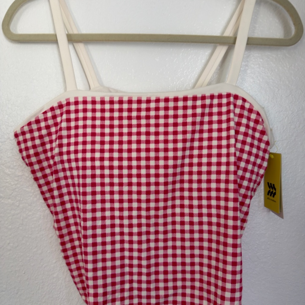 Set Red and White Gingham Strappy Top and Skirt